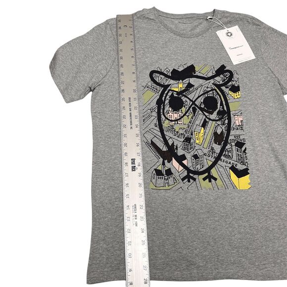 Knowledge Cotton Apparel Men's L Big Owl Print T-shirt Europe Streets Denmark - Picture 2 of 10
